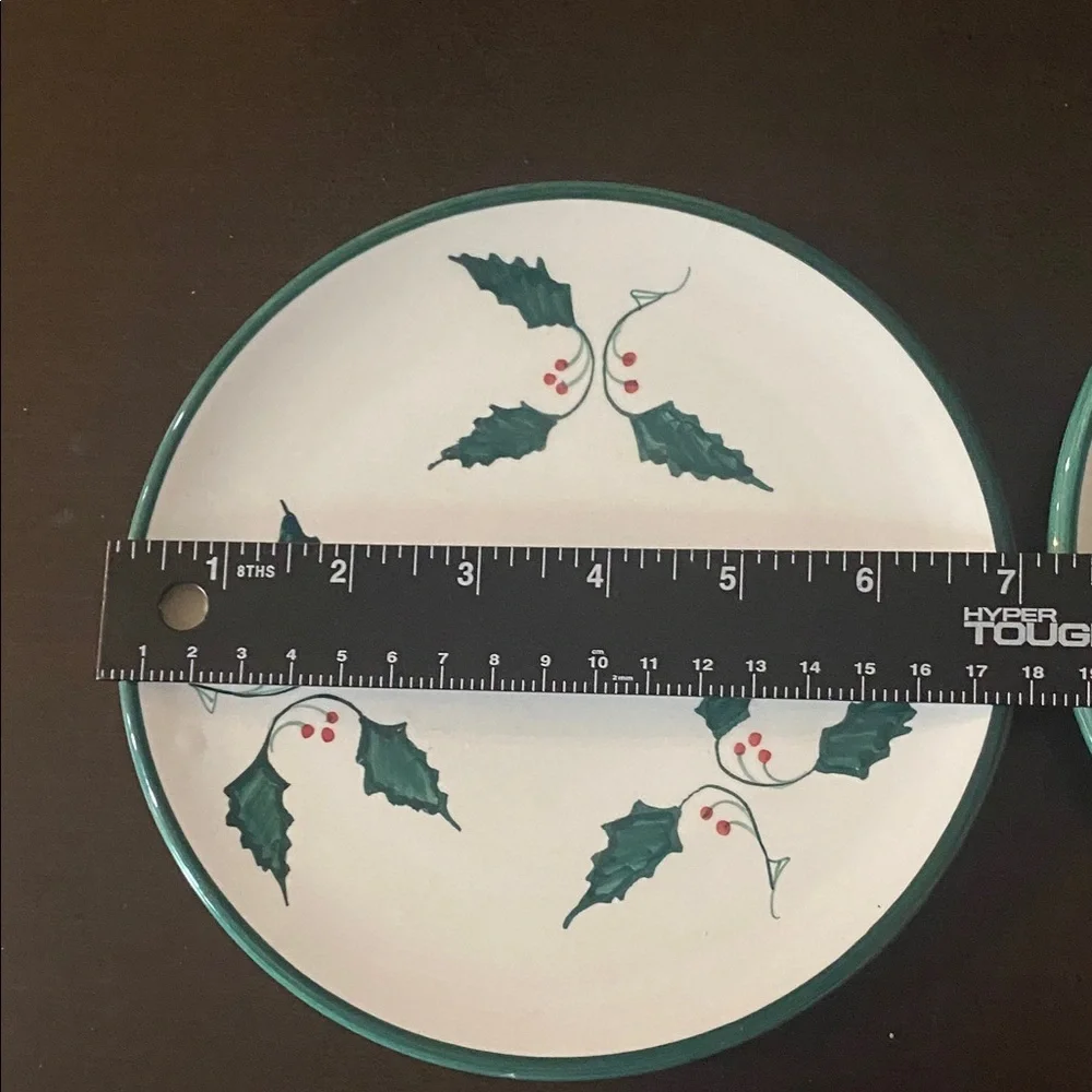 Cost Plus Set of 2 Festive Cake Plate with Holly Design. Spain.